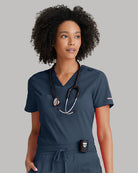 Grey's Anatomy Bree Tuck-in Scrub Top | Steel