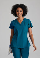 Barco One 4 Pocket V-Neck Perforated Panel Scrub Top | Bahama