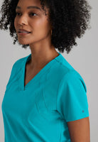 Barco One 4 Pocket V-Neck Perforated Panel Scrub Top | Teal