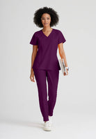 Barco One 4 Pocket V-Neck Perforated Panel Scrub Top | Wine