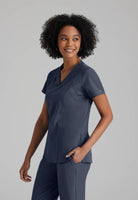 Barco One 4 Pocket V-Neck Perforated Panel Scrub Top | Steel