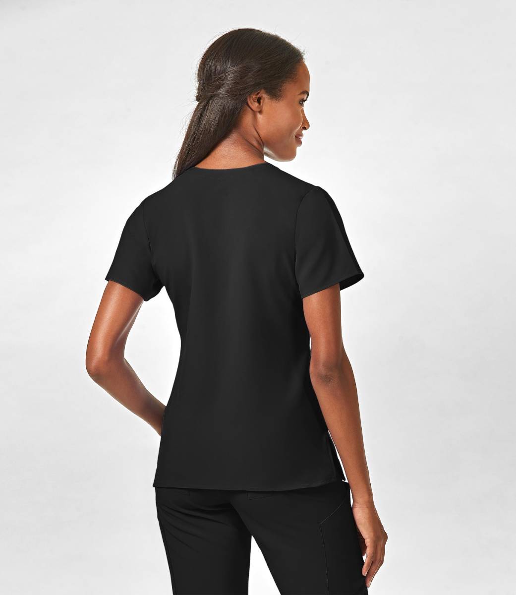 W123 WOMENS STYLIZED V-NECK TOP | BLACK