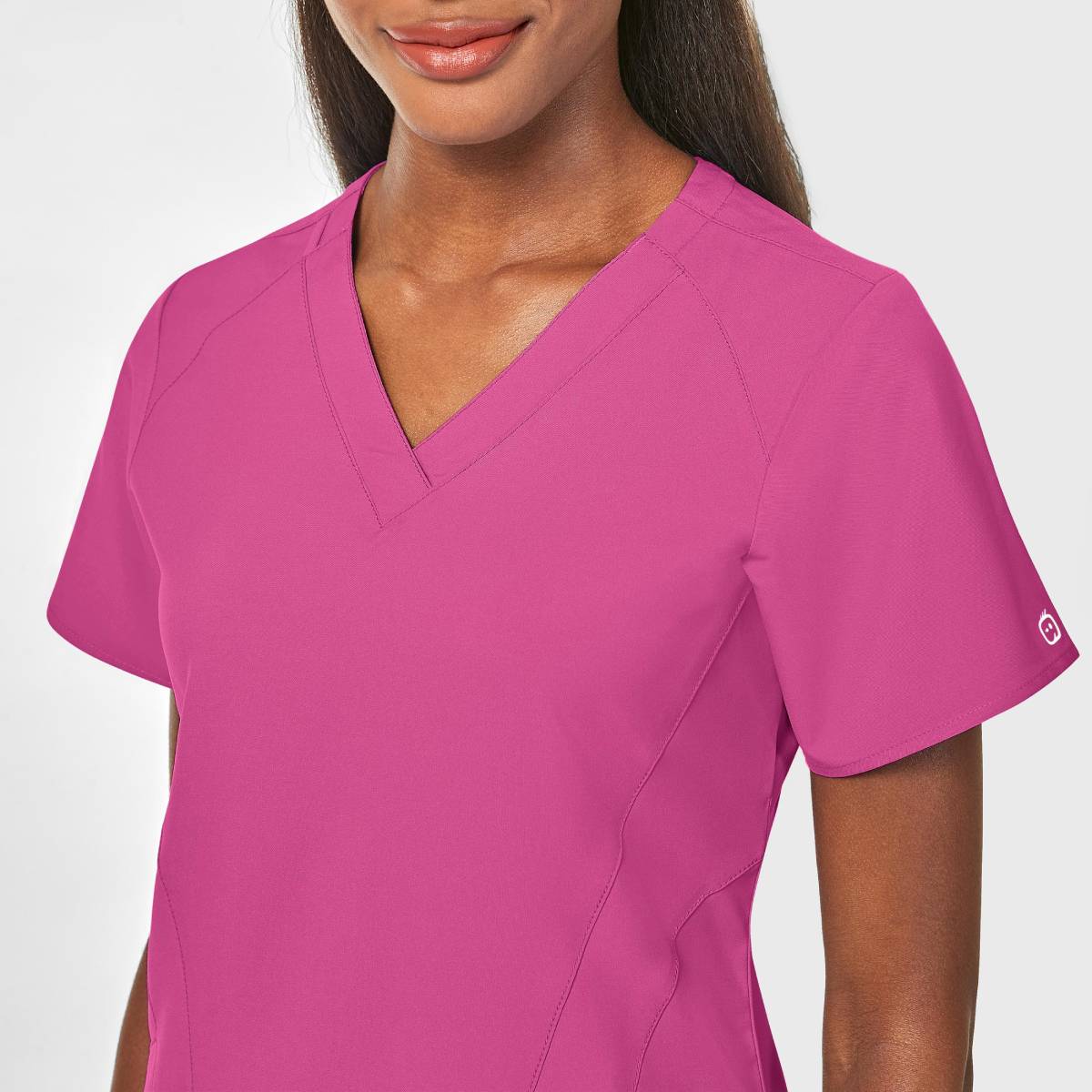 W123 WOMENS STYLIZED V-NECK TOP | HOT PINK