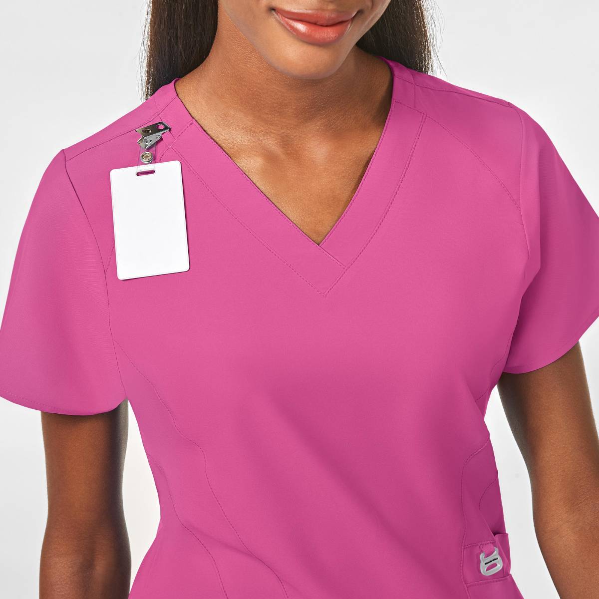 W123 WOMENS STYLIZED V-NECK TOP | HOT PINK