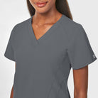 W123 WOMENS STYLIZED V-NECK TOP | Pewter Grey