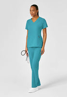 W123 WOMENS STYLIZED V-NECK TOP | Teal