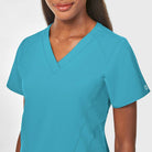 W123 WOMENS STYLIZED V-NECK TOP | Teal