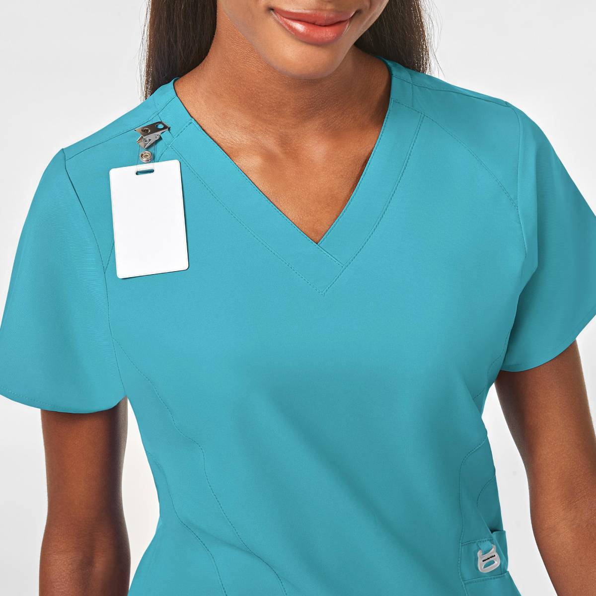 W123 WOMENS STYLIZED V-NECK TOP | Teal