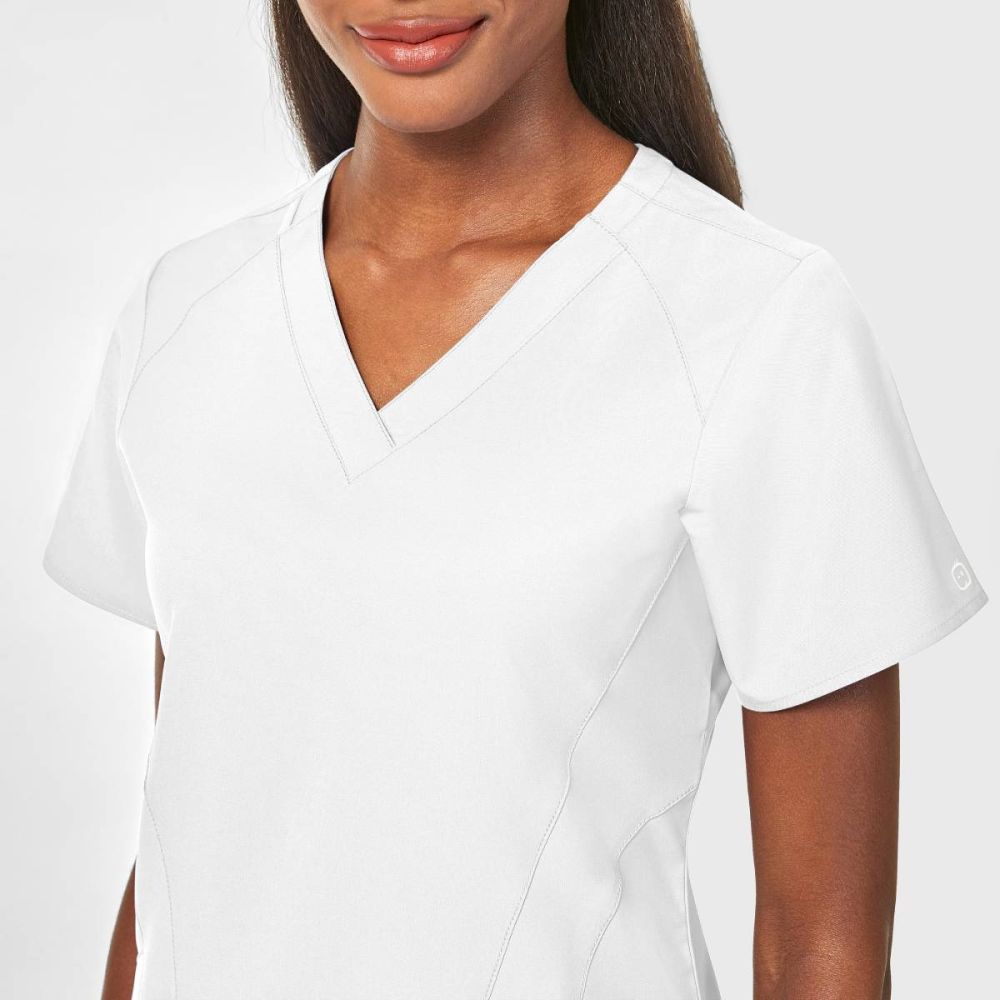 W123 WOMENS STYLIZED V-NECK TOP | White