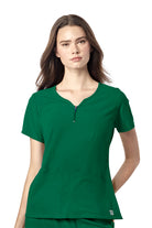 6529 Wonderwink Aero Women’s Quarter Zip Notch Neck Top  | Hunter Green