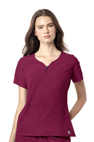 6529 Wonderwink Aero Women’s Quarter Zip Notch Neck Top  | Wine