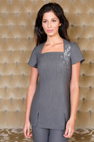 AVA A-LINE SALON TUNIC | GREY