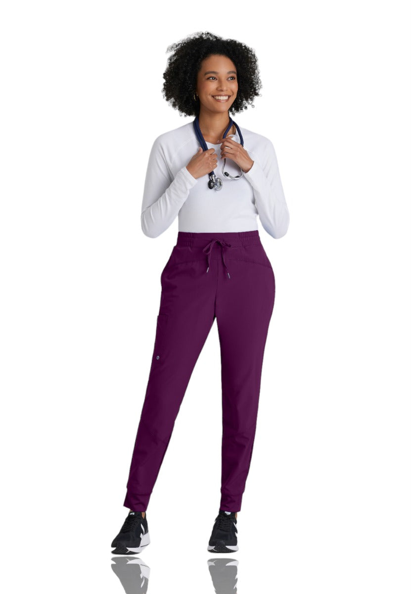 Barco One Drawstring Female Jogger Style Scrub Trousers | Wine