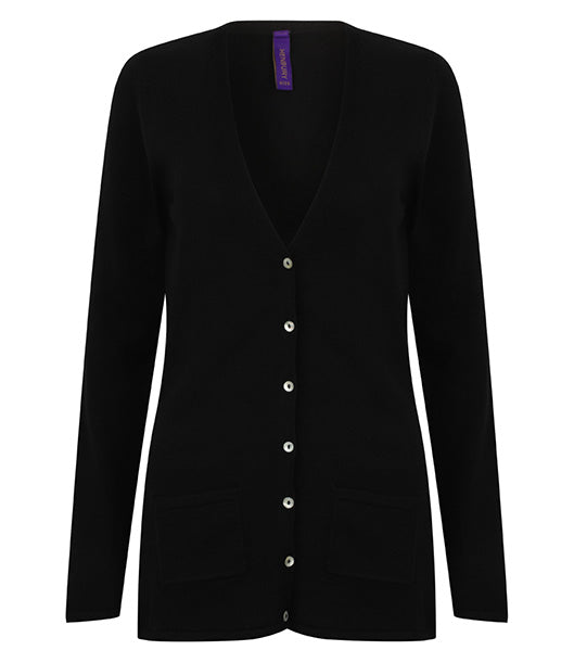 Ladies Cotton Acrylic V Neck Cardigan | BLACK