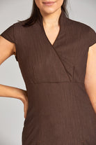 NICOLE WRAP EFFECT BEAUTY TUNIC | BROWN LINEN