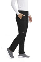 Greys Anatomy Kim 3 Pocket Elastic Back Waistband Zip-Pocket Pants | BLACK