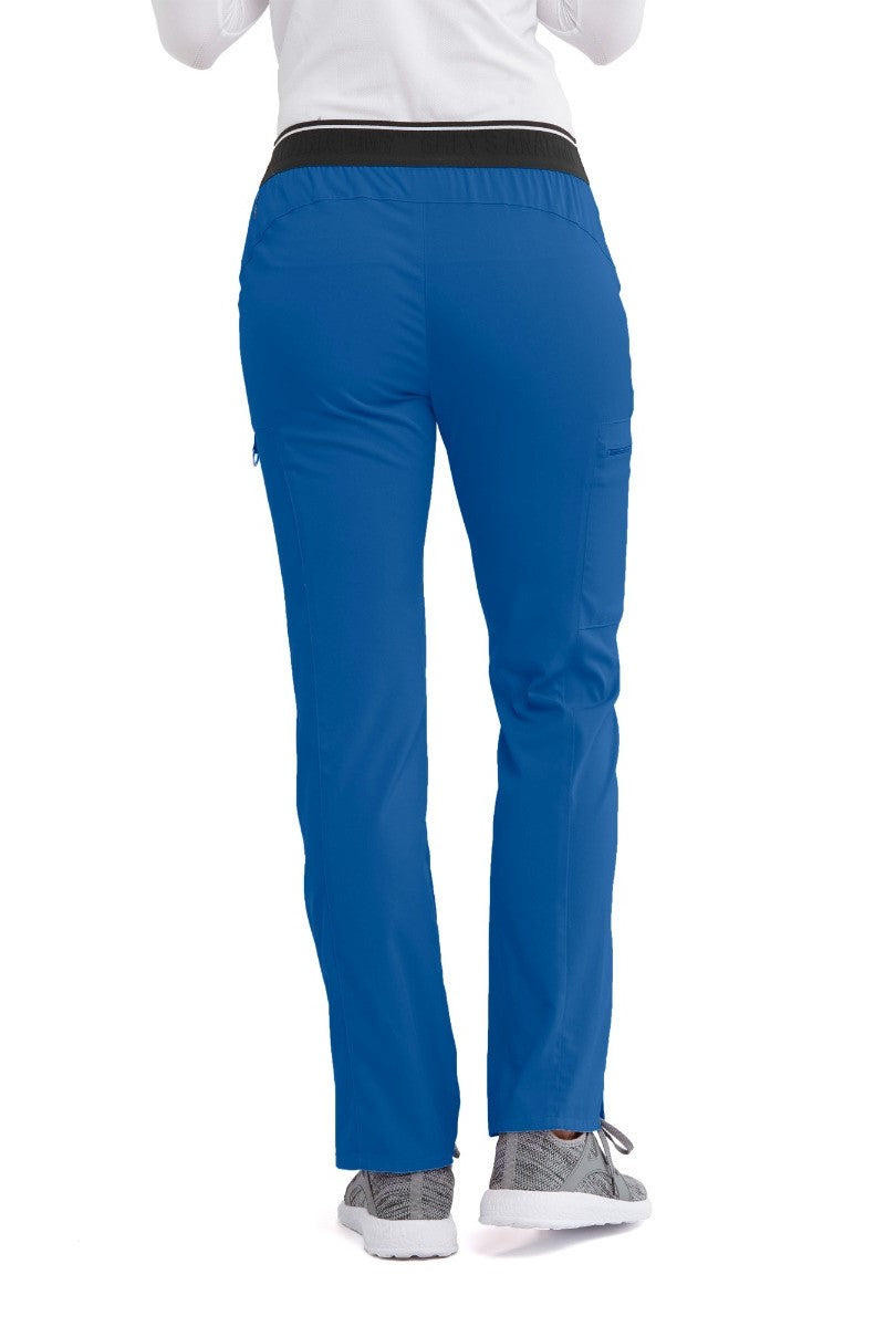 Greys Anatomy Kim 3 Pocket Elastic Back Waistband Zip-Pocket Pants | New Royal