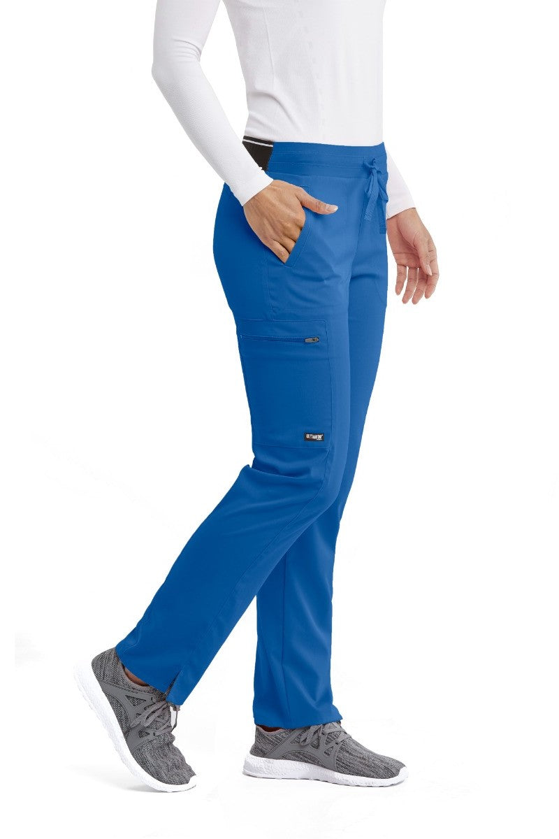 Greys Anatomy Kim 3 Pocket Elastic Back Waistband Zip-Pocket Pants | New Royal