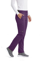 Greys Anatomy Kim 3 Pocket Elastic Back Waistband Zip-Pocket Pants | Eggplant