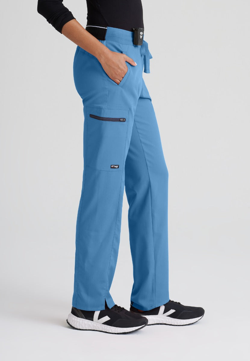 Greys Anatomy Kim 3 Pocket Elastic Back Waistband Zip-Pocket Pants | TRUE CEIL