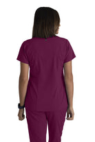 Greys Anatomy V-Neck Kim Top with Zip Front Pocket | Wine