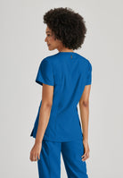 Greys Anatomy V-Neck Kim Top with Zip Front Pocket | New Royal