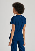 Greys Anatomy V-Neck Kim Top with Zip Front Pocket | NAVY