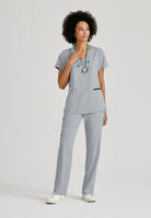 Greys Anatomy V-Neck Kim Top with Zip Front Pocket |  Moonstruck