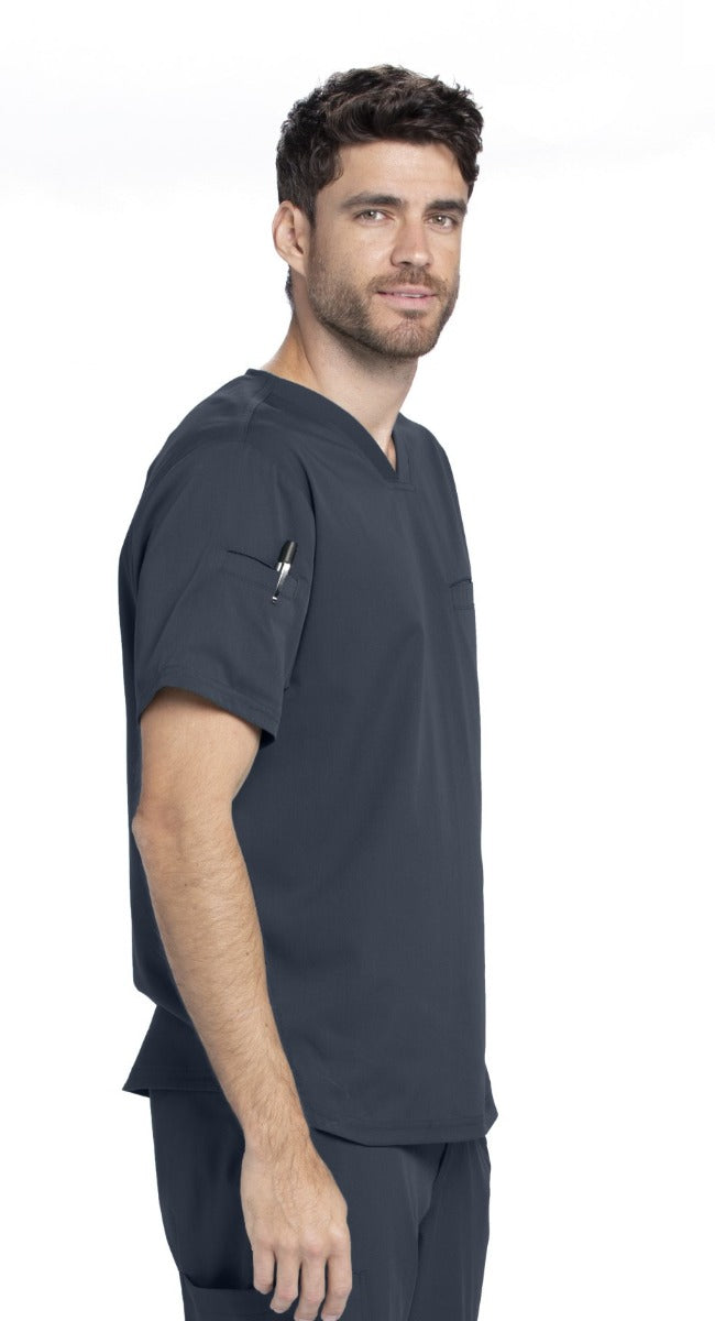 Grey's Anatomy Active Spandex Stretch Men's 3-Pocket V-Neck Scrub Tops | Steel