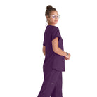 Greys Anatomy Emma 4 pocket, V-neck scrub top with angled seams | Eggplant