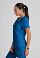 Greys Anatomy Emma 4 pocket, V-neck scrub top with angled seams | New Royal