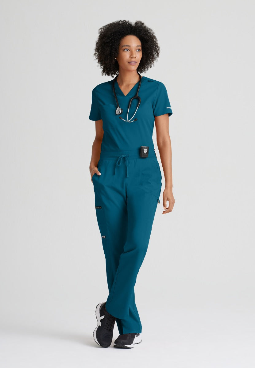 Grey's Anatomy Bree Tuck-in Scrub Top  | Bahama