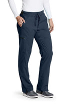 Greys Anatomy Kim 3 Pocket Elastic Back Waistband Zip-Pocket Pants PETITE (29") leg length  | Steel