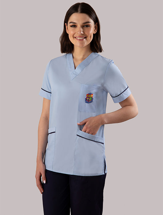 Mater Hospital Staff Nurse Unisex Scrubtop | SKY/NAVY